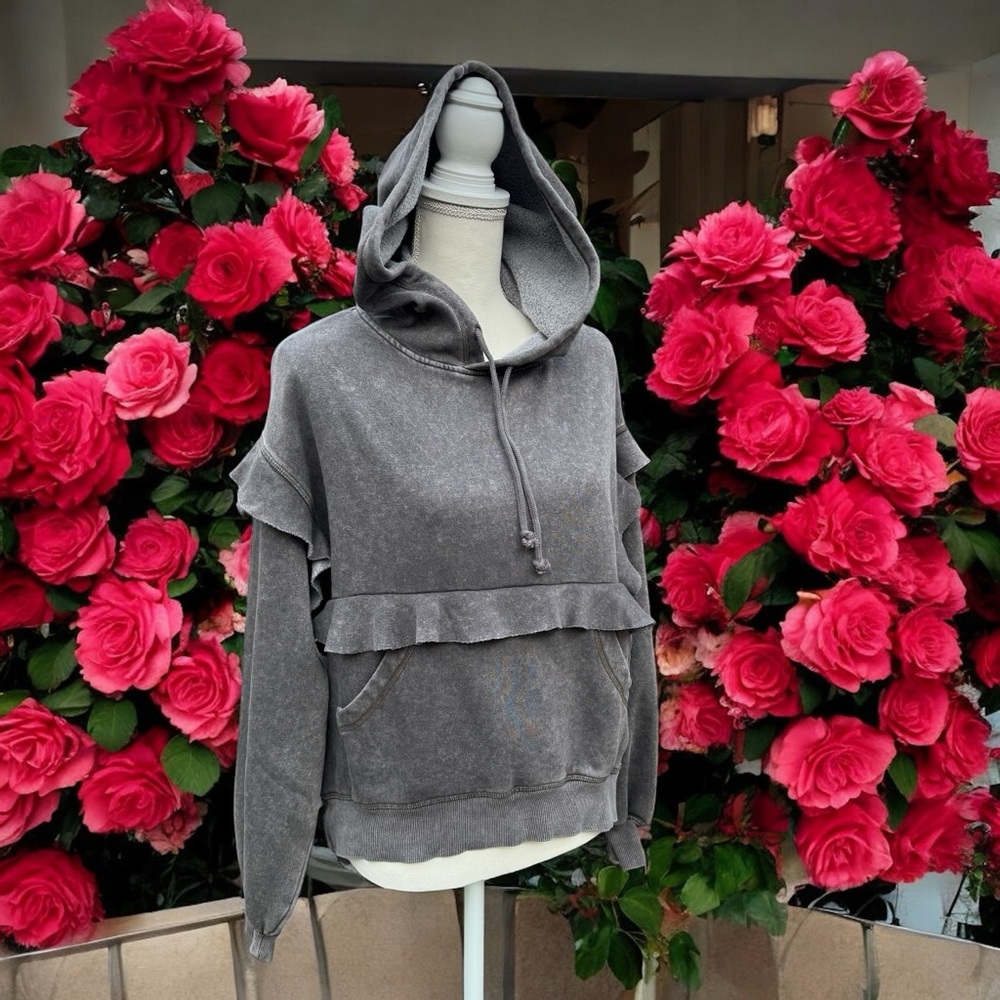 Out From Under Fade Away Ruffled Hoodie Sweatshirt from Urban Outfitters